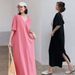 plus Size 300 Pounds Long Dress Women's Summer New Style 200 Pounds Korean Loose Knee-Length Short-Sleeved T-Shirt Dress_ecoleips.com