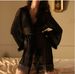 Aria Basics Cross-border Bestseller European American Foreign Trade Mesh Nightgown Sexy Women's See-through Plush Lace Bathrobe And_ecoleips.com