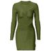 2025 European American New Style Solid Color Long Sleeve For Women With Chest, Waist, And Side Hollow Design Slim Fit_ecoleips.com