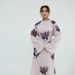 Voya Robe Longue À Fleurs Modeste Musulmane – Manches Longues Évasées A-Line Abaya Femme (Bordeaux/Rose)_ecoleips.com