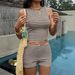 Y2k Striped Vacation Knit Set - Sleeveless Vest & Bermuda Shorts Outfit For Women, Trendy Streetwear Casual Lounge Wear, Spring Summer Comfort Fit_ecoleips.com