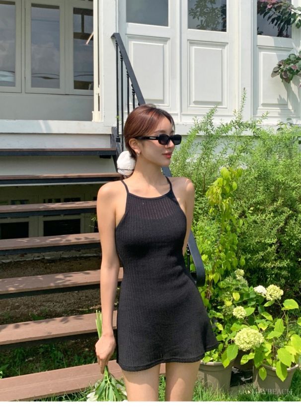 Women's Ins Style Knitted Conservative Skirt Two Piece Swimsuit Pure Alluring Inspired Sophisticated Triangle Design Hot Spring Swimwear_ecoleips.com