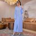A830 Light Blue Hat Robe Hand-Sewn And Diamond Golden Tube Three-Dimensional Flower Dress For Women's Wear_ecoleips.com