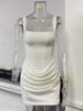 Mozision Backless Ruched Sexy Mini Dress Women Elegant Tapered Straps Square Collar Sleeveless High Waist Club Party Dress_ecoleips.com