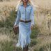 Vintage Western Fringe Suede Long Sleeve Bodycon Dress For Women Cowgirl Chic Party Night Out_ecoleips.com