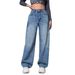 Cross-border 2025 Heart-Shaped Jacquard European American SMX Women's Jeans, Wide High-Waisted Loose Fit, Trendy Brand,_ecoleips.com
