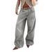 Women's Light Gray Straight Leg Jeans Non-Stretch Washed Retro Spring/Autumn Regular Fit Solid Color Denim_ecoleips.com