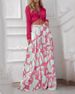 2025 Women's New Printed Casual With Turn-down Collar Sexy Tie Shirt And High-waisted Wide-leg Pants Two-piece Set_ecoleips.com