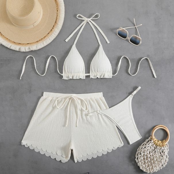 Women's Sexy Solid Color Bikini Set 3-Piece Swimwear For Beach Vacation - Multiple Colors (S/M/L)_ecoleips.com