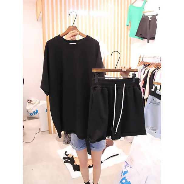 Women's Clothing Loose Short Sleeved T Shirt Wide Leg Shorts Two Piece Suit Women's Clothing_ecoleips.com