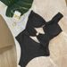Women's One Shoulder Twisted Swimsuit Steel Bra Gathered Hollowed Out Metal Buckle Solid Color One Piece_ecoleips.com