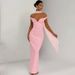 Fashion 2025 Summer New Women's Sexy Elegant V-neck Slim Fit Slit Ribbon Dress Wholesale_ecoleips.com