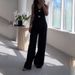 2024 European And American Cross-Border Women's Fashion Elegant Solid Color V-Neck Sleeveless Vest High-Waisted Wide-Leg_ecoleips.com