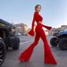 Women's High Neck High Waisted Flared Pants Set Solid Color Casual Fashion Design_ecoleips.com