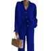 Women's Clothing Fashion Women's Solid Color Suit Temperament Long Sleeved Top Straight Pants Two Piece Suit_ecoleips.com