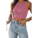 Summer Women's Solid Color Sleeveless round Neck Tank Vest T-Shirt European American Style Fashion Top_ecoleips.com