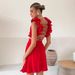 Fashion Export Women's Clothing European And American Cross-Border Summer Solid Color V-Neck High Waist Dress_ecoleips.com