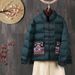Women's Short Down Jacket – Winter Embroidered Coat With Frog Buttons, Stand Collar, Elegant Boho-Chic Outerwear (Red/Black/Green/White)_ecoleips.com
