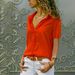 Women's Solid Color Short Sleeve Blouse – Lightweight Chiffon Fabric, V-Neck, Elegant Casual & Office Wear_ecoleips.com