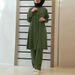 H728 # Muslim Women's New Solid Color Two-Piece Shirt And Casual Loose Pants Set_ecoleips.com