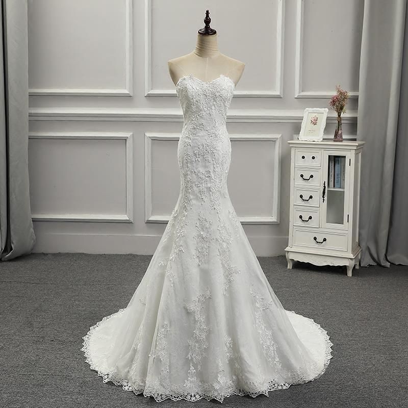 Wedding Dress New Style Tube Top Slim Fishtail Trailing Sweet Lace French Light Luxury Bride Going Out Light Wedding Dress Spring_ecoleips.com