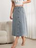 K Tethered Mid Skirt Elegant Women's Split Wrap Long Denim Skirt Loose Retro_ecoleips.com
