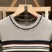 Women's Color Blocked Trim Knit Top Round Neck Short Sleeve Slim Fit Fashionable Youthful Design Commuter Style Summer_ecoleips.com