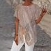 Women's Geometric Print Loose T-Shirt Short Sleeve Irregular Hem_ecoleips.com