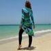 Women's Clothing Long Sleeve Women's Swimsuit With Midi Skirt Conservative Style Polyester Fabric Underwater Sports Suitable For All Ages_ecoleips.com