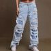European And American Fashion High Street Heavy-duty Washed Whiskered Harem Patch Jeans Men, Distressed Slim-fit Skinny_ecoleips.com