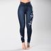 Cross-border Foreign Trade European And American Embroidered Jeans Pencil Slim-fit Pants For Women_ecoleips.com