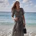 Spring/Summer Rayon Print Dress French Style Slim Waist Puff Sleeves Long Retro Floral Print Women's Clothing New Arrival 2026_ecoleips.com