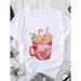 Women's Tops: Merry Christmas, Christmas Tree, Santa Claus, Trendy White Cute Cartoon T-Shirts For Women_ecoleips.com