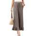 Women's Cropped Ruffle Pants Thin Loose Fit Casual Home Wear Convertible to Capri Pants for Summer 2025 New Arrival_ecoleips.com