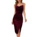 Women's Luxury Evening Dress Soft Velvet Fabric Delicate Spaghetti Straps High Side Slit Tailored Slim‑Fit Silhouette Glamorous Formal Occasion Wear_ecoleips.com