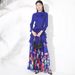 Verve Pleated High-End Round Neck Irregular Pullover Top For Women With Butterfly Print And Floor-Length Skirt Two-Piece Set_ecoleips.com