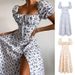 Women's Clothing New Printed French Floral Backless Slim Fit Sling Slit Dress For Women_ecoleips.com