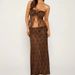 Women's Clothing Lace Hot Girl Holiday Style Perspective Sexy Rose Hollow Long Skirt Waist Suit_ecoleips.com