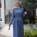 Women's Clothing Long Sleeve Round Neck Washed Denim Dress Casual Long Skirt_ecoleips.com