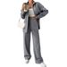 Women's Temperament Solid Color Shirt Jacket And Wide Leg Trousers Casual Two Piece Suit European American Style Autumn New 2023_ecoleips.com