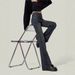 Vintage American High-Waisted Nano Gray Flared Jeans For Women 2025 Spring Stretch Slimming Bootcut Floor-Length Pants_ecoleips.com