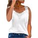 European And American Foreign Trade Summer Fashion Women's Casual Top Lace-stitched Shirt Sleeveless T-shirt_ecoleips.com