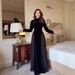 Winter Queen Velvet Dress – Long Sleeve High Waist Medieval-Inspired Maxi Dress With Puff Sleeves & Pleated Skirt_ecoleips.com