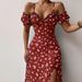 Colors 5 Sizes In Stock Foreign Trade Women's New Sexy Slim Mid-Length Floral French Strap Dress_ecoleips.com