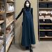 Autumn New Korean Fashion Striped Strap Black Sweater 2-Piece Set Maternity Dress_ecoleips.com