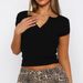 Diyun 2025 Spring/Summer European And American Y2K Sexy Ribbed Slim V-Neck Solid Color Knitted Short-Sleeve_ecoleips.com