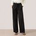 Women's Clothing Women's Comfortable Linen Straight Leg Pants Spring Elastic Waist Artistic Style Solid Color Versatile Casual Bottoms_ecoleips.com