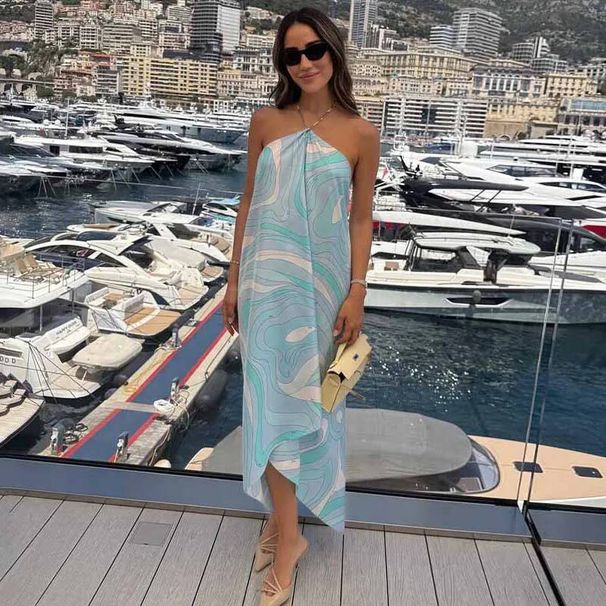 Chic Print Sling Long Dress Women Sleevless Backless Side Split Party Dresses Summer Street Beach Lady Ankle-length Robes J6GY_ecoleips.com