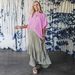 Cross-border European And American Women's Clothing TK2025 Twisted Stripe Round Neck Bat Sleeve Spliced Slit_ecoleips.com
