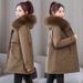 Women's Winter Parka Coat With Detachable Faux Fur Hood - Mid-Length Quilted Puffer Jacket For Casual & Work_ecoleips.com